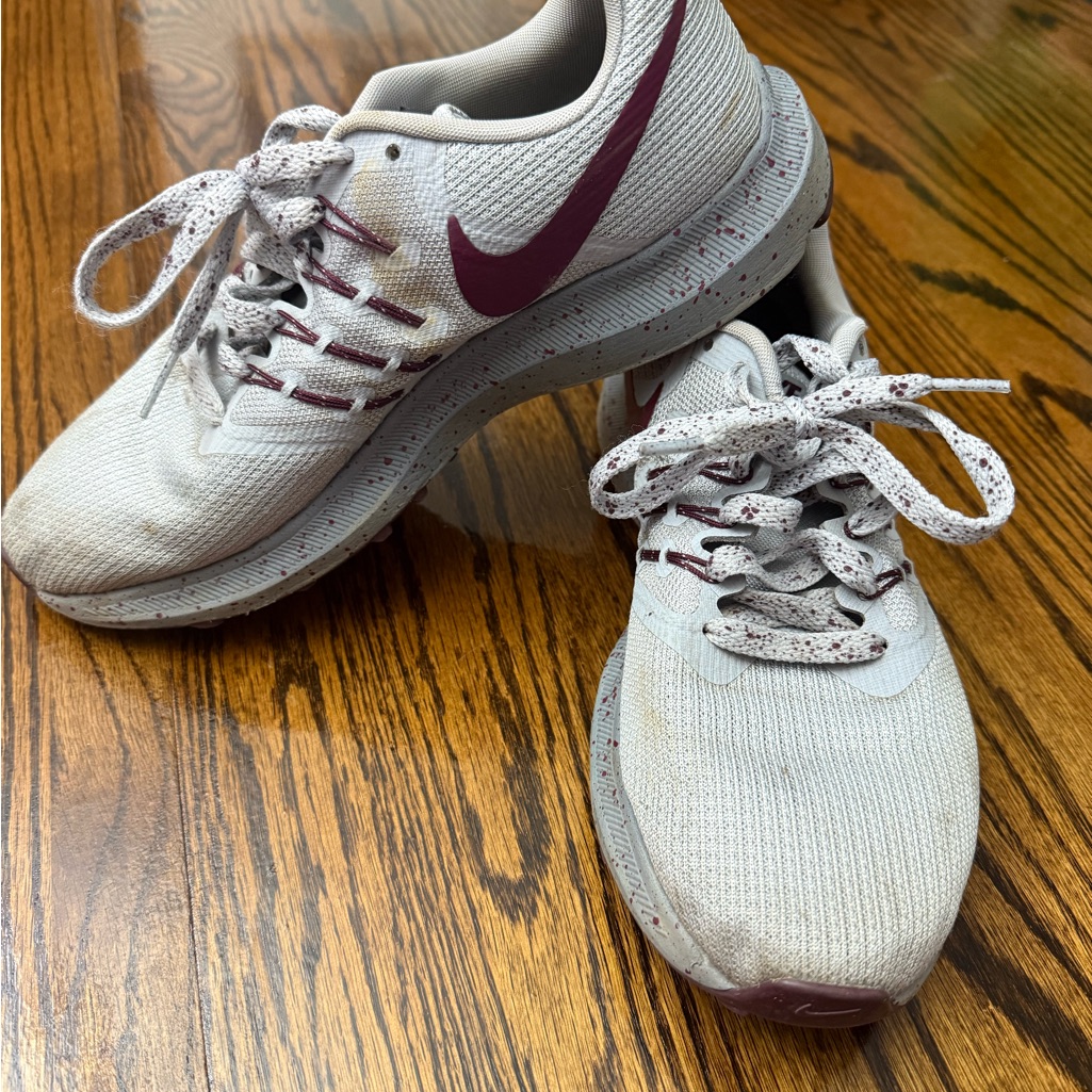 Nike Gray And Burgundy Running Shoes